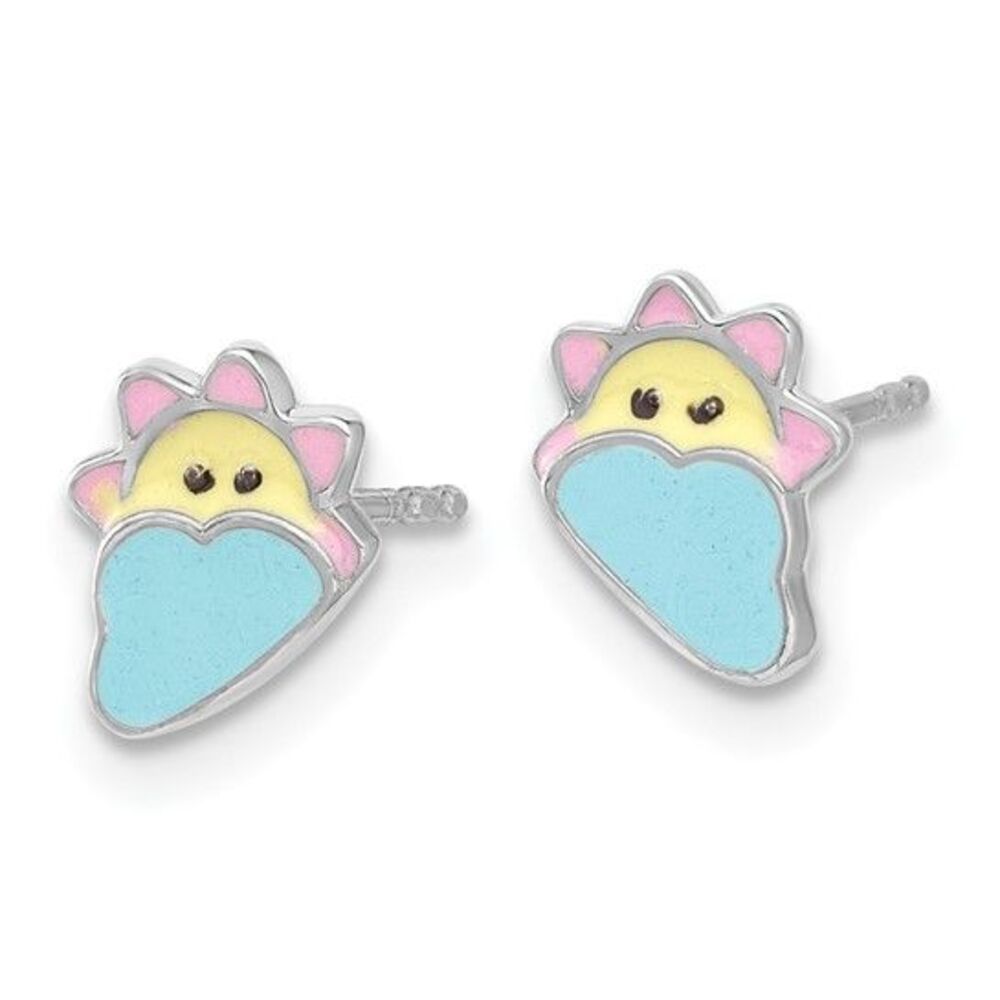 Silver Multicolor Sun & Cloud Post Earrings Brigh… - image 2